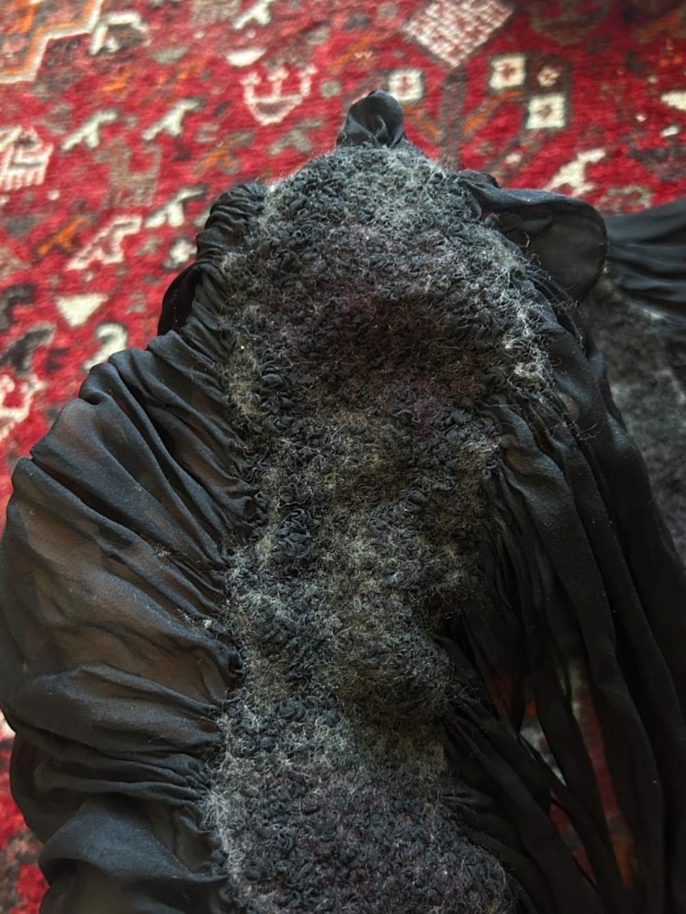Vintage Y2K Silk and Felted Wool Scarf - Picture 2 of 3